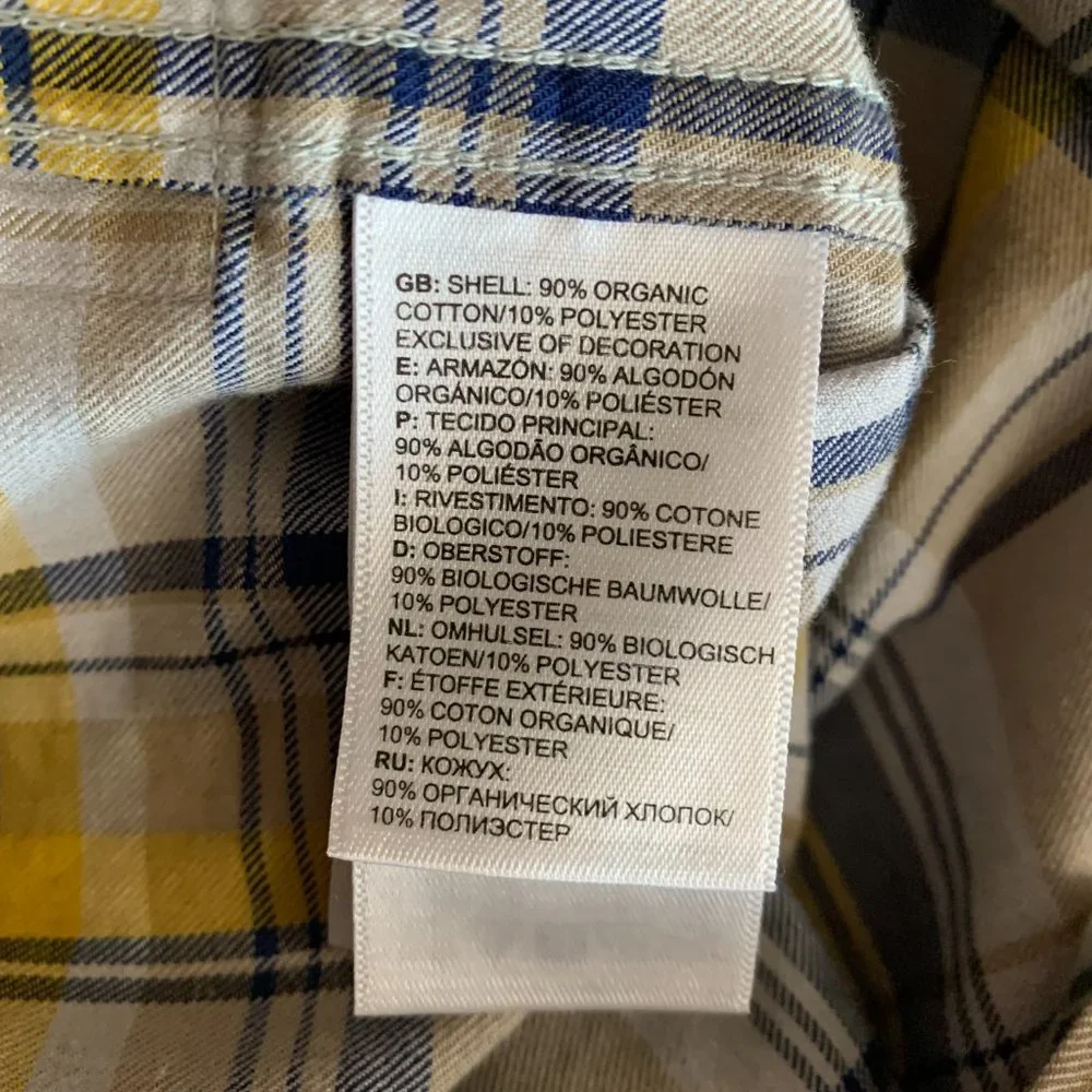 The North Face Men's Yellow Blue Plaid Long Sleeve Medium Button Down Shirt EUC